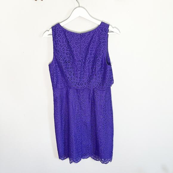 J.Crew Sleeveless Sheath Dress Purple Eyelet Lace Size 6 - Picture 2 of 5